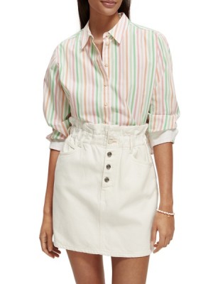 Scotch & Soda Boxy Fit Cropped Organic Baumwoll Hemd Damen Mehrfarbig | SN-SAS56762