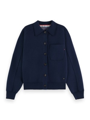 Scotch & Soda Compact Pocket Detail Gestrickt Jacken Damen Navy | SN-SAS56713