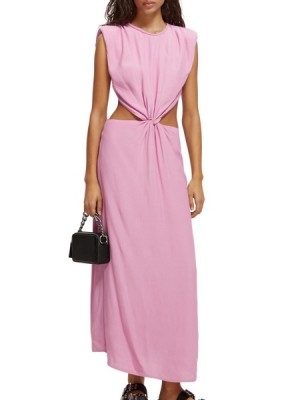 Scotch & Soda Cut Out Midi Kleid Damen Lila Rosa | SN-SAS56779