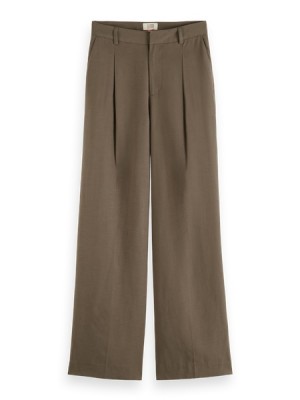Scotch & Soda Drapey Mid-rise Weite Leg Hose Damen Dunkelgrau Braun | SN-SAS56845