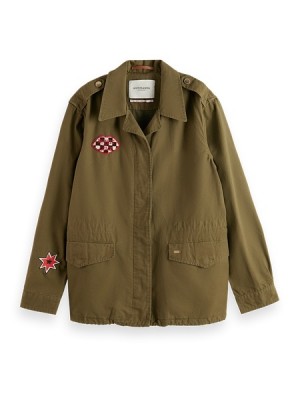 Scotch & Soda Embroidered Festival Jacken Damen Khaki | SN-SAS56866