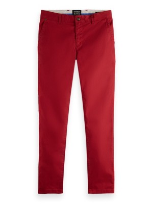Scotch & Soda Essentials - Mott Super Slim-fit Stretch Twill Hose Herren Dunkelrot | SN-SAS56588