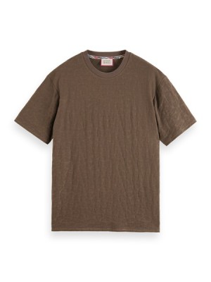 Scotch & Soda Jacquard T-Shirt Herren Dunkelgrau Braun | SN-SAS56486