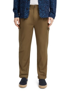 Scotch & Soda Laufschuhe Poplin Organic Baumwoll Cargo Hose Herren Khaki | SN-SAS56558