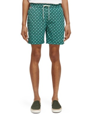 Scotch & Soda Mid-length Printed Swim Schwimmen Herren Türkis | SN-SAS56664