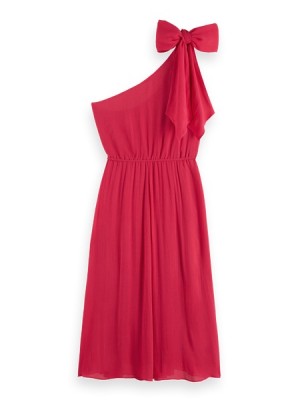 Scotch & Soda One Shoulder With Bow Detail Kleid Damen Rosa | SN-SAS56811