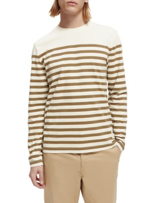 Scotch & Soda Organic Long-sleeved Breton Stripe T-Shirt Herren Mehrfarbig | SN-SAS56444