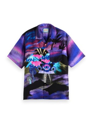 Scotch & Soda Placed Printed Tencel Hemd Herren Mehrfarbig | SN-SAS56511