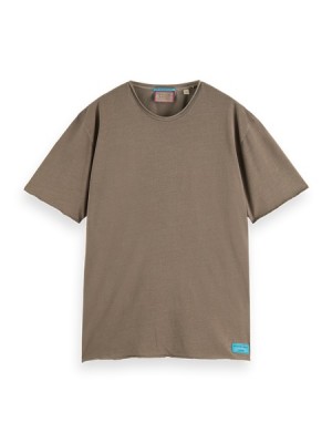 Scotch & Soda Raw Edge T-Shirt Herren Dunkelgrau Braun | SN-SAS56470
