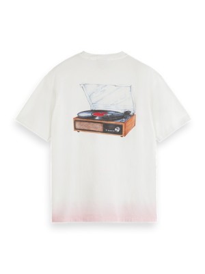 Scotch & Soda Record Store Artwork T-Shirt Herren Weiß | SN-SAS56480