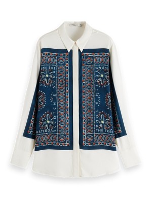 Scotch & Soda Relaxed Fit With Bandana Print Hemd Damen Blau | SN-SAS56765