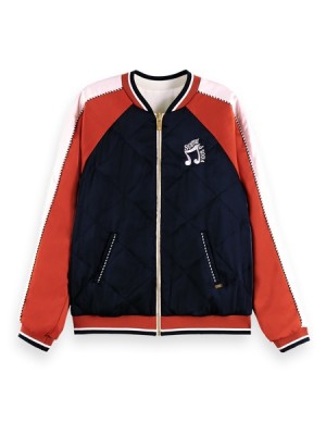 Scotch & Soda Reversible Embroidered Bomber Jacken Damen Beige | SN-SAS56867