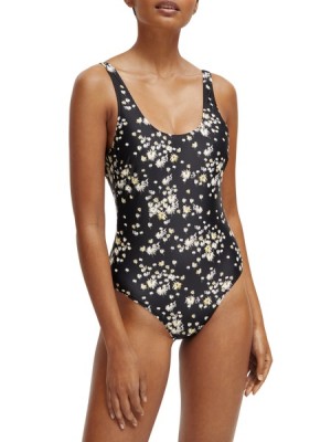 Scotch & Soda Reversible Printed Badeanzug Damen Schwarz | SN-SAS56882