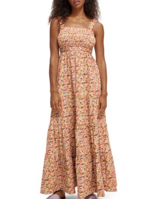 Scotch & Soda Seersuckers Maxi Kleid Damen Mehrfarbig | SN-SAS56770