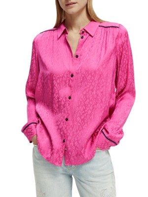 Scotch & Soda Slim Fit Piped Hemd Damen Fuchsie | SN-SAS56768