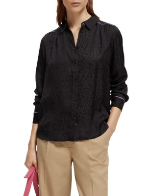 Scotch & Soda Slim Fit Piped Hemd Damen Schwarz | SN-SAS56759