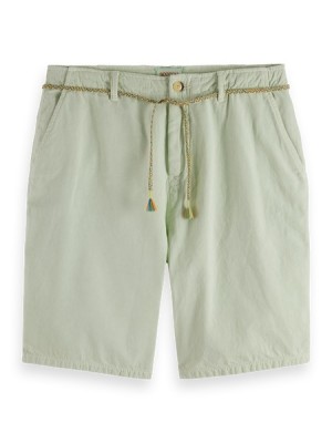 Scotch & Soda The Fave Garment-dyed Linen-blended Kurze Hose Herren Mintfarben | SN-SAS56637