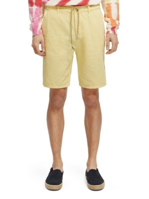 Scotch & Soda The Fave Garment-dyed Linen-blended Kurze Hose Herren Gelb | SN-SAS56638