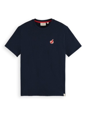 Scotch & Soda The Free Spirit Peace Bird Organic Baumwoll T-Shirt Herren Navy | SN-SAS56498