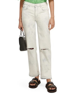 Scotch & Soda The Sky High-rise Gerade Leg Jeans Damen Weiß | SN-SAS56831