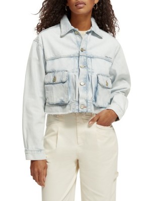Scotch & Soda Utility Trucker Jacken Damen Weiß | SN-SAS56872