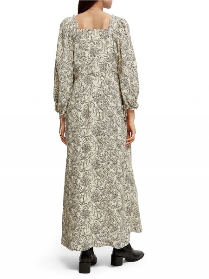 Scotch & Soda 3/4-length Sleeve Maxi Kleid Damen Mehrfarbig | SN-SAS56769