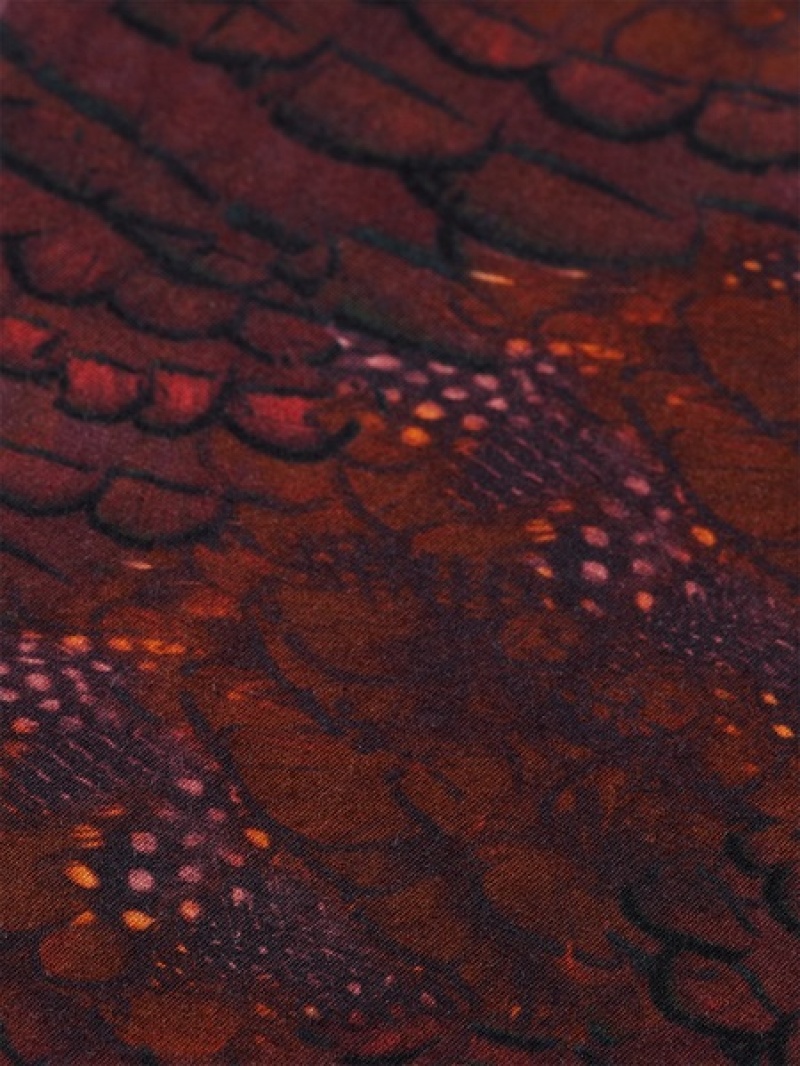 Scotch & Soda All Over Printed Mockneck Long Sleeve T-Shirt Damen Bordeaux | SN-SAS56741