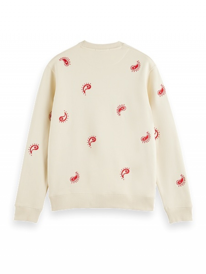 Scotch & Soda Allover Embroidered Sweatshirts Herren Grau | SN-SAS56433