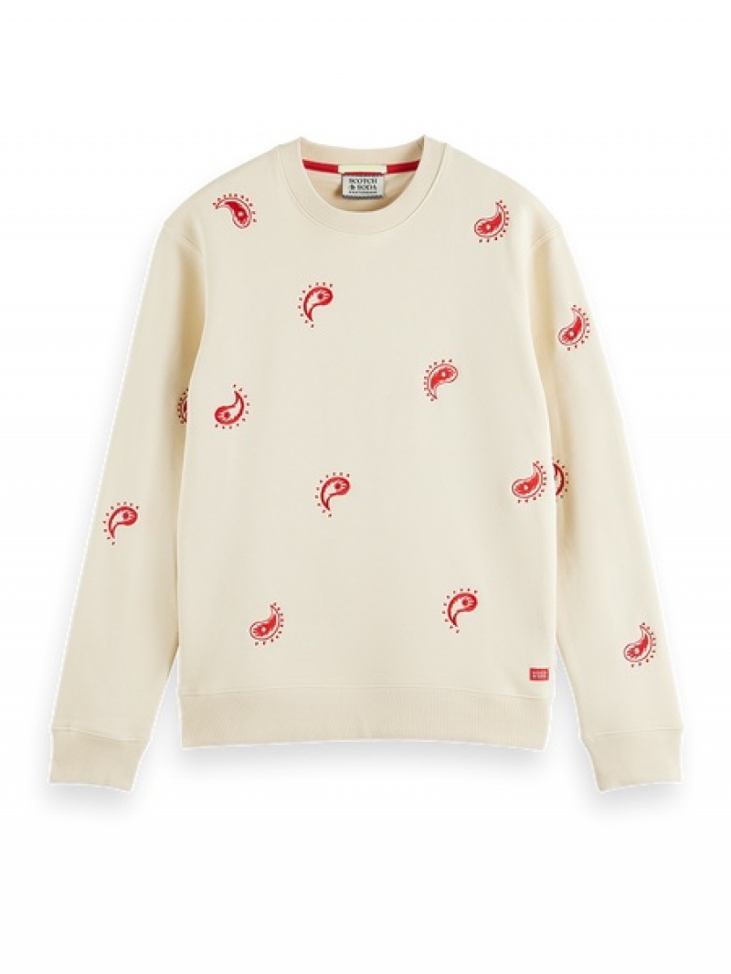 Scotch & Soda Allover Embroidered Sweatshirts Herren Grau | SN-SAS56433