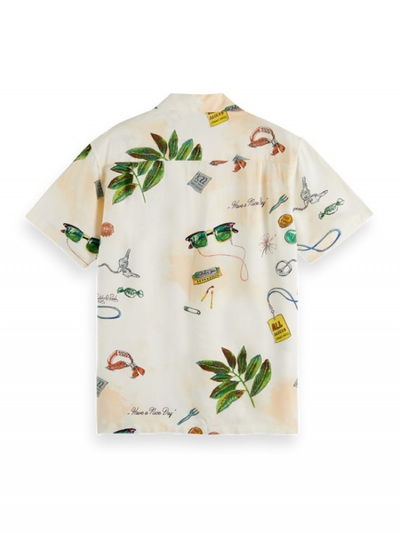 Scotch & Soda Aop Hawaii Hemd Herren Beige | SN-SAS56527