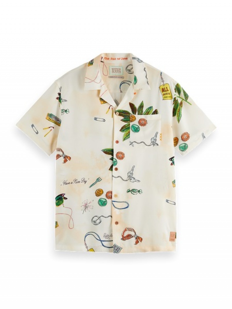 Scotch & Soda Aop Hawaii Hemd Herren Beige | SN-SAS56527