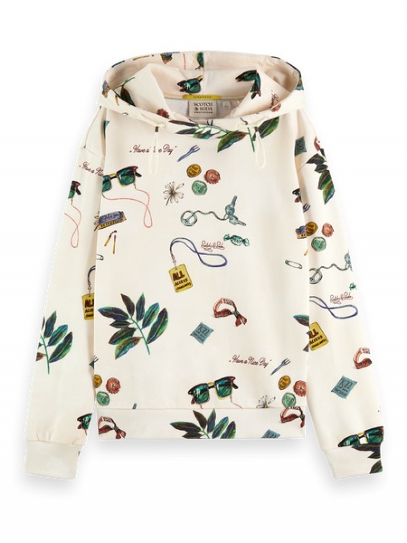 Scotch & Soda Aop Relaxed Fit Hoodie Damen Beige | SN-SAS56724
