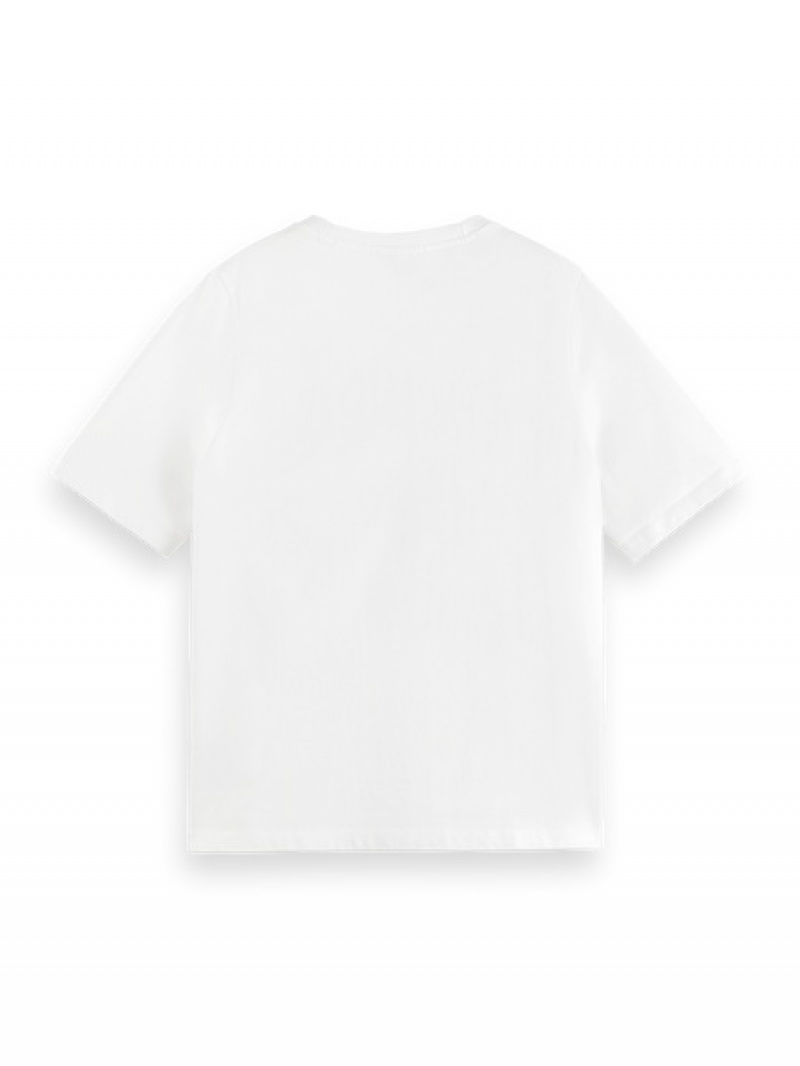Scotch & Soda Baumwoll In Conversion Day & Night Graphic Relaxed Fit T-Shirt Damen Weiß | SN-SAS56744