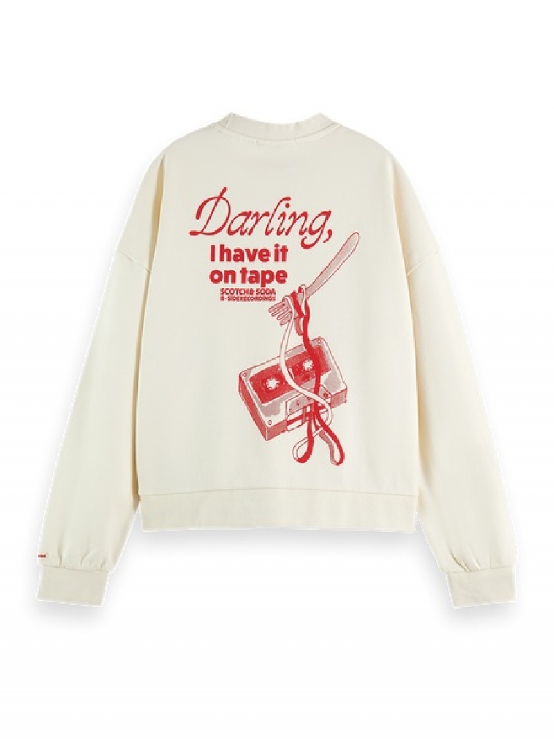 Scotch & Soda Baumwoll In Conversion Local Store Loose Fit Sweatshirts Damen Beige | SN-SAS56728