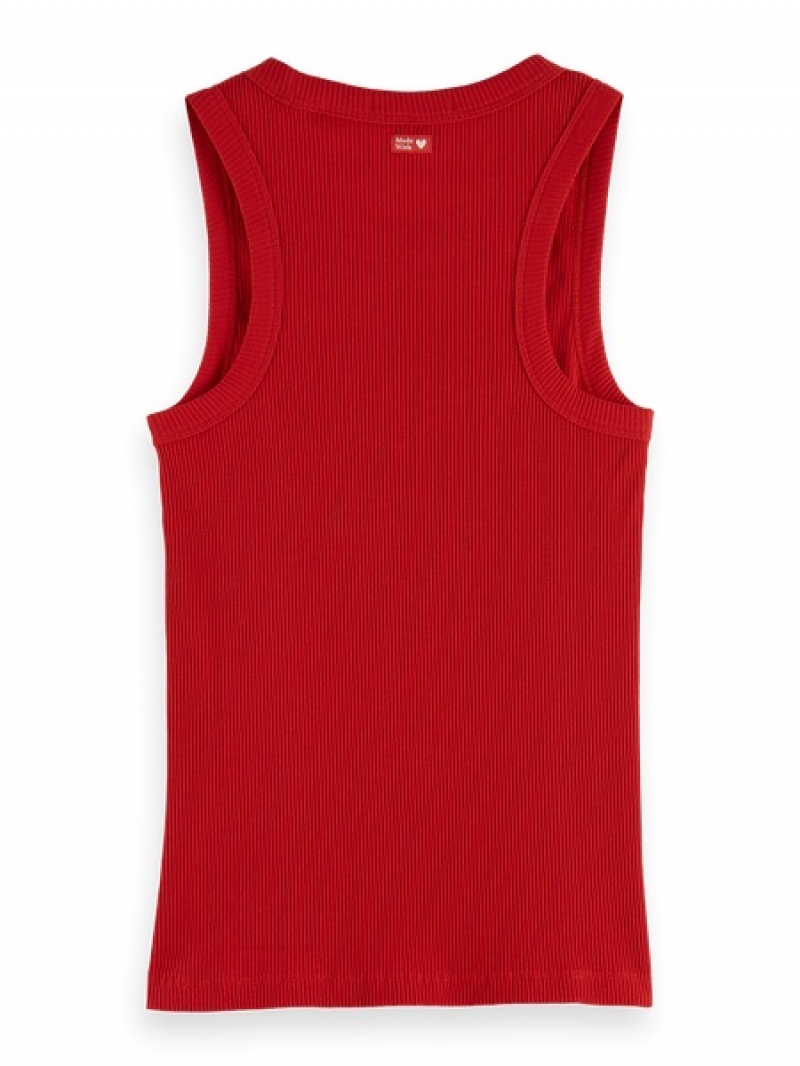 Scotch & Soda Baumwoll In Conversion Racer Oberteile Damen Rot | SN-SAS56754