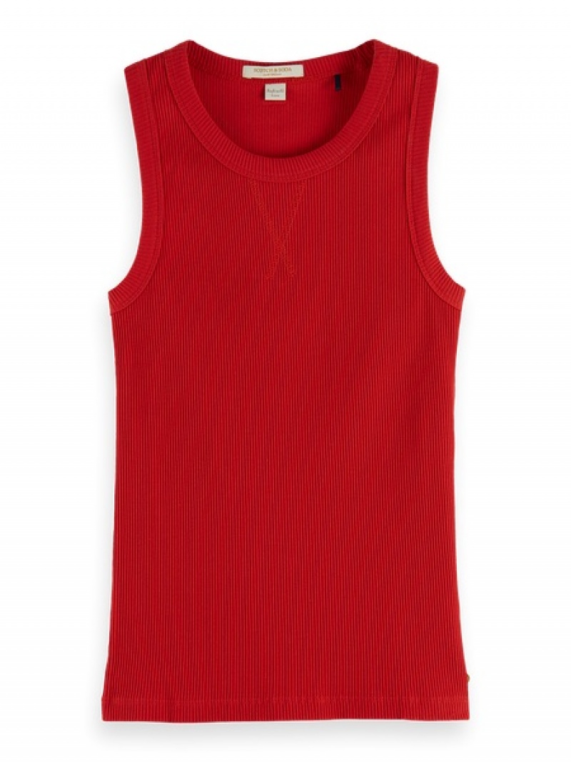 Scotch & Soda Baumwoll In Conversion Racer Oberteile Damen Rot | SN-SAS56754