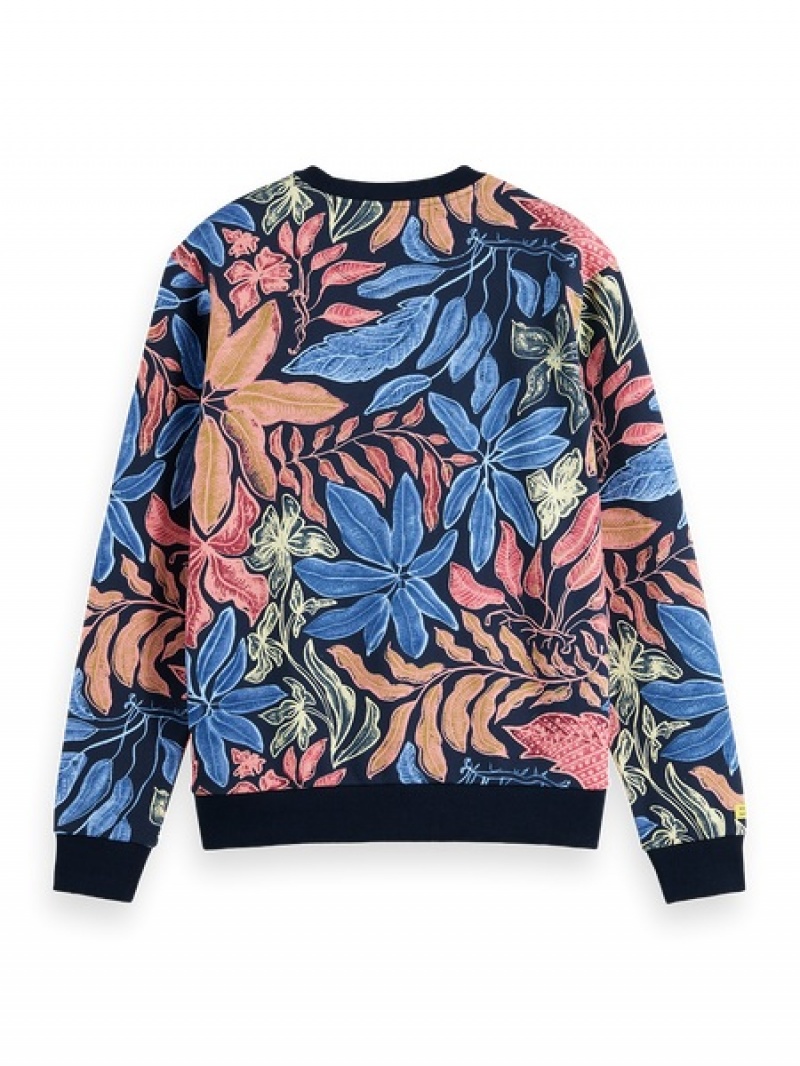 Scotch & Soda Big Aop Sweatshirts Herren Navy Mehrfarbig | SN-SAS56438