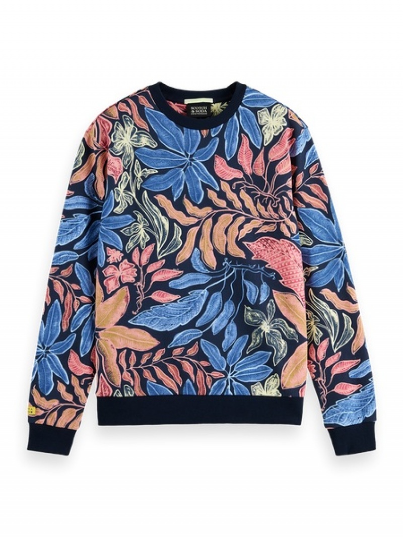 Scotch & Soda Big Aop Sweatshirts Herren Navy Mehrfarbig | SN-SAS56438