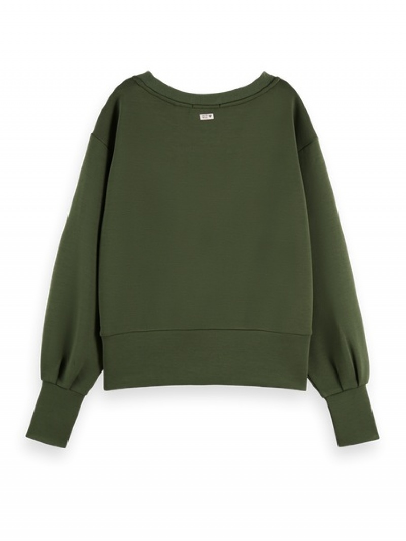 Scotch & Soda Boatneck Sweatshirts Damen Grün | SN-SAS56725