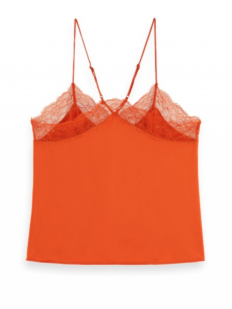 Scotch & Soda Camisole With Spitze Detail Oberteile Damen Rot | SN-SAS56750