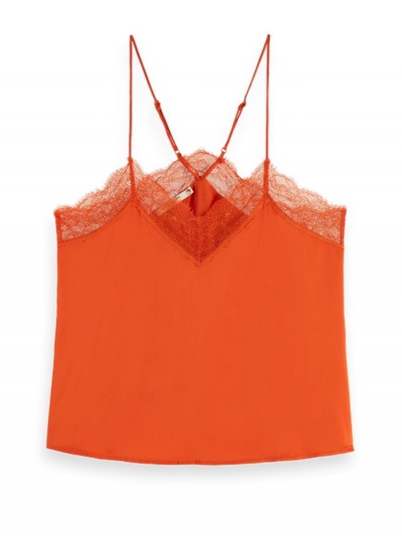 Scotch & Soda Camisole With Spitze Detail Oberteile Damen Rot | SN-SAS56750