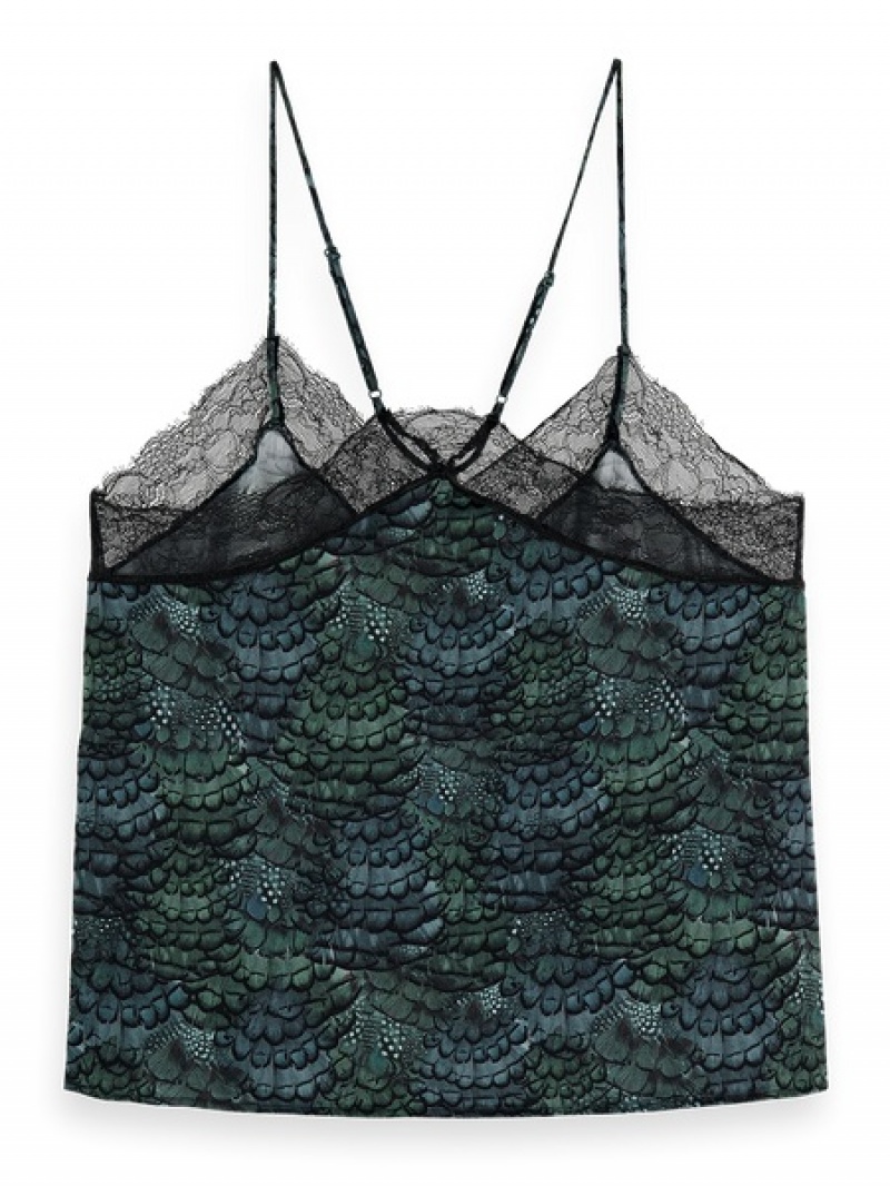 Scotch & Soda Camisole With Spitze Detail Oberteile Damen Grün | SN-SAS56751