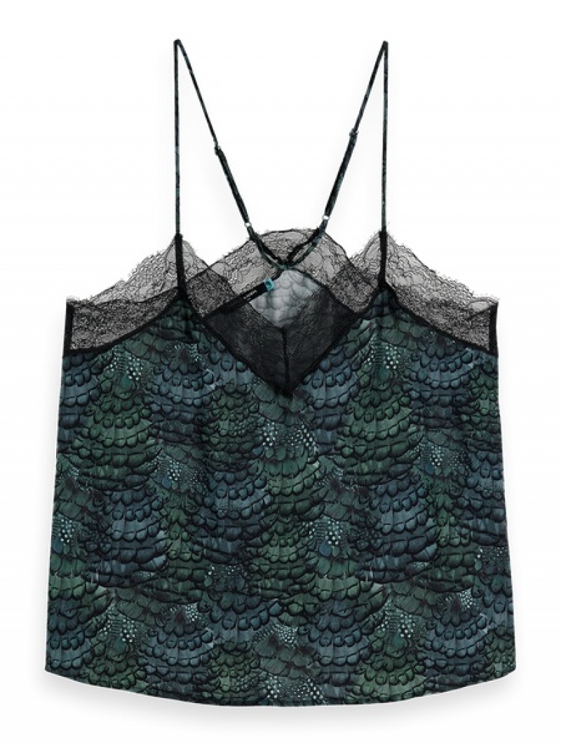 Scotch & Soda Camisole With Spitze Detail Oberteile Damen Grün | SN-SAS56751