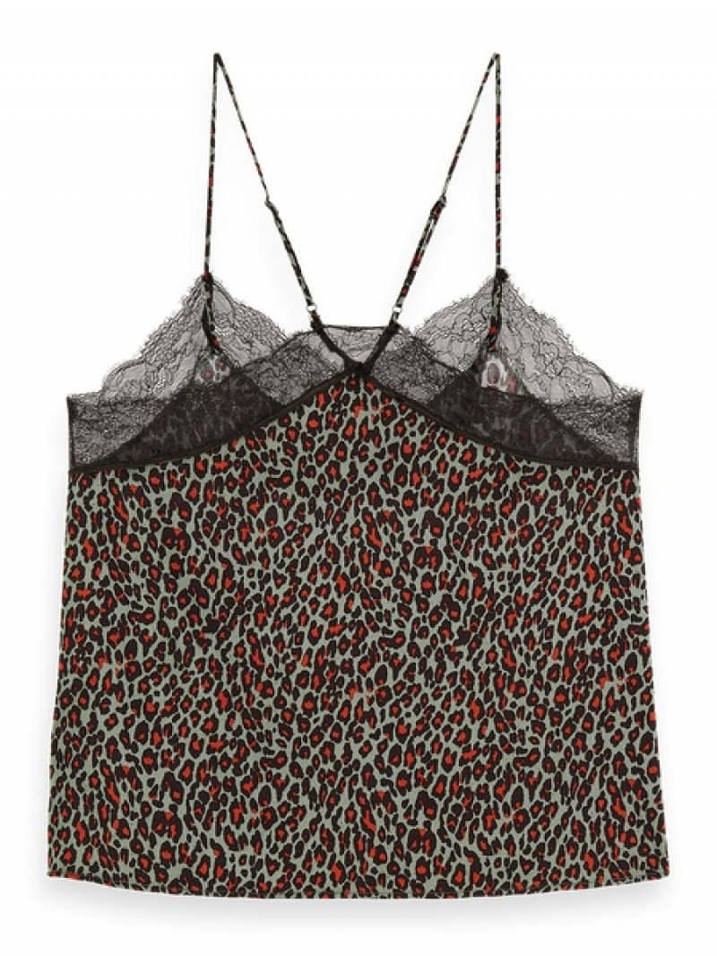 Scotch & Soda Camisole With Spitze Detail Oberteile Damen Grün | SN-SAS56755