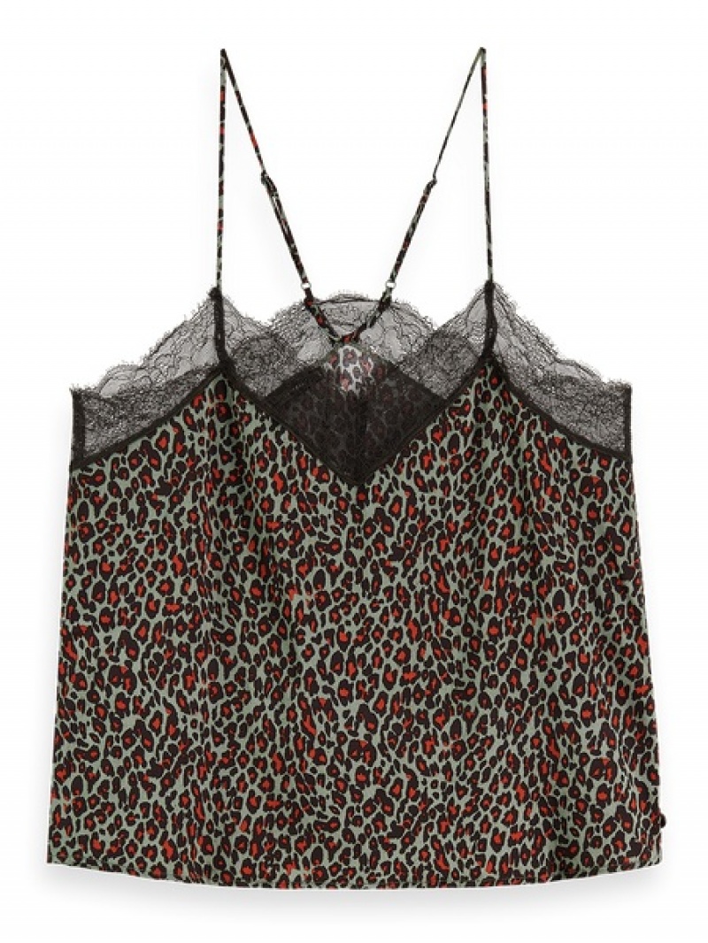 Scotch & Soda Camisole With Spitze Detail Oberteile Damen Grün | SN-SAS56755