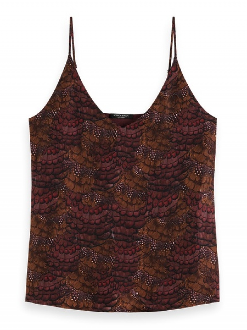 Scotch & Soda Camisole Woven Front Jersey Back Oberteile Damen Bordeaux | SN-SAS56756