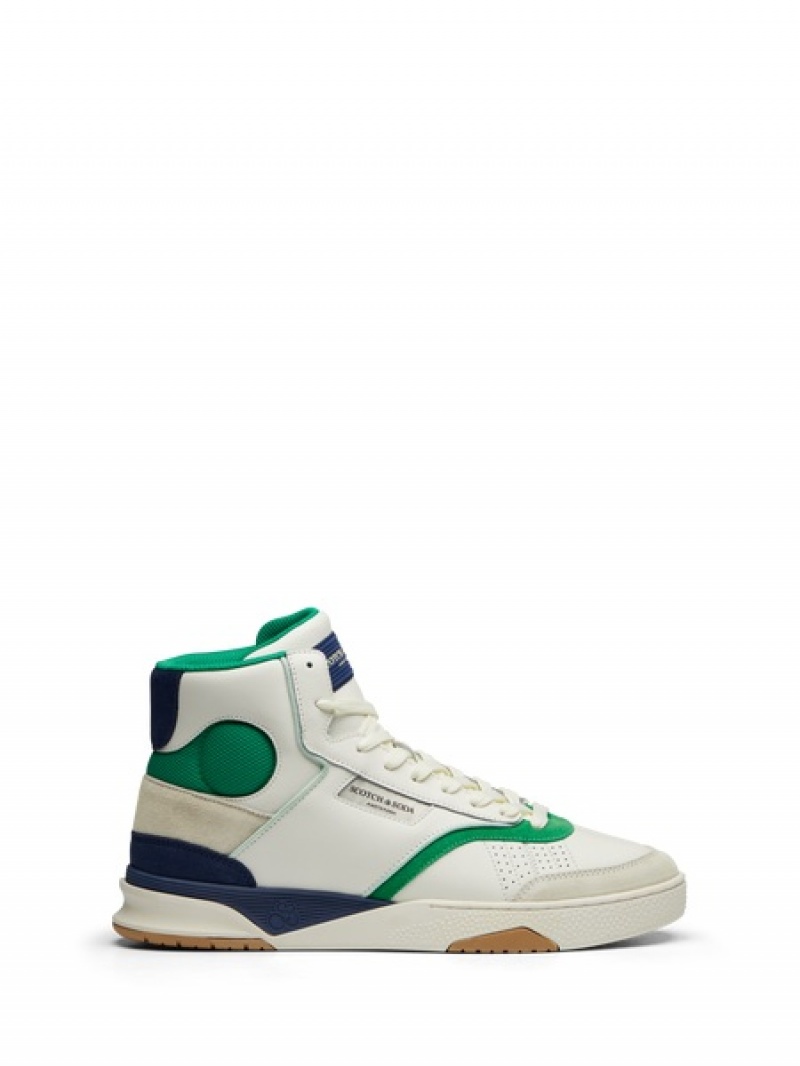 Scotch & Soda Court Cup Sneakers Herren Weiß Grün | SN-SAS56687