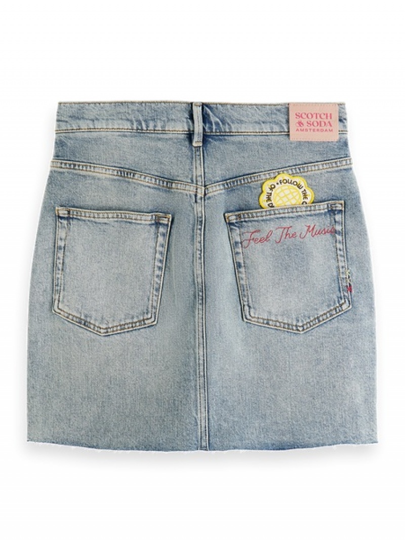 Scotch & Soda Denim Mini With Premium Wash GolfSkirts Damen Blau | SN-SAS56797