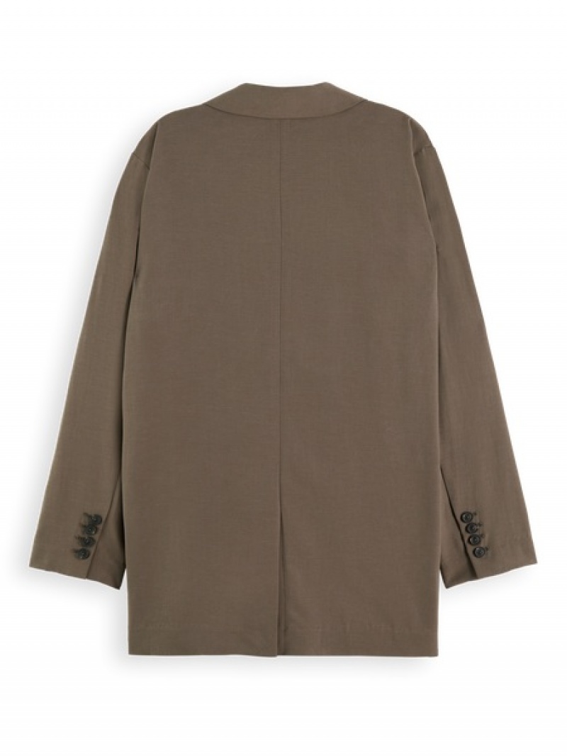 Scotch & Soda Drapey Double Breasted Blazer Damen Dunkelgrau Braun | SN-SAS56826