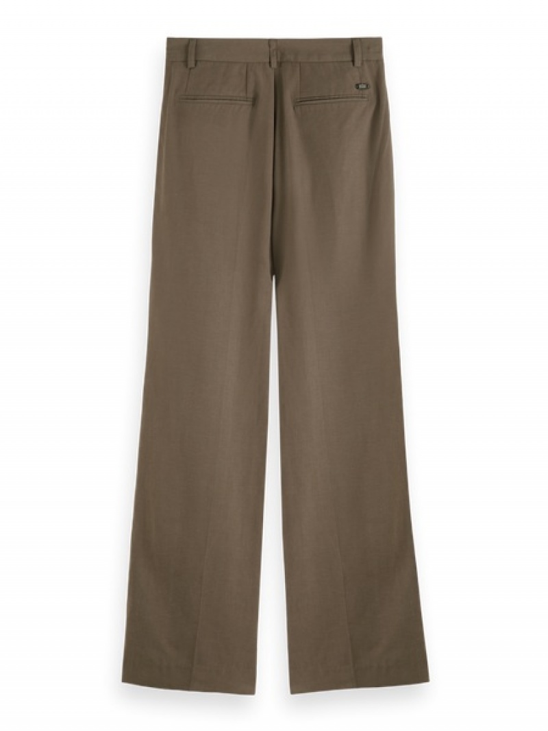 Scotch & Soda Drapey Mid-rise Weite Leg Hose Damen Dunkelgrau Braun | SN-SAS56845